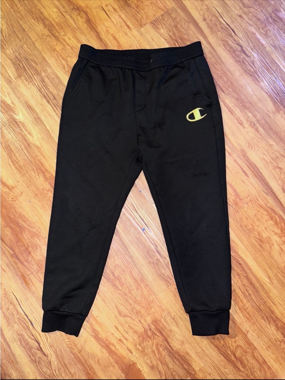 Champion Black Joggers with Gold Logo